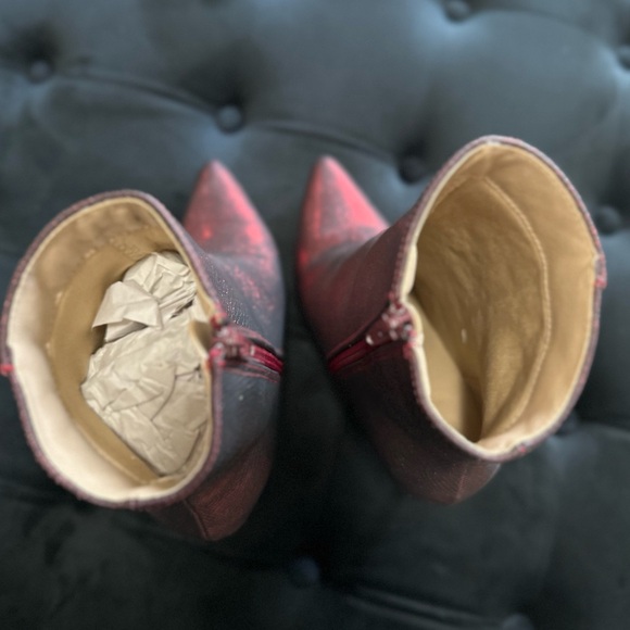 Dark Red Metallic Ankle Boots - Size 9 - Never Worn - Picture 13 of 15